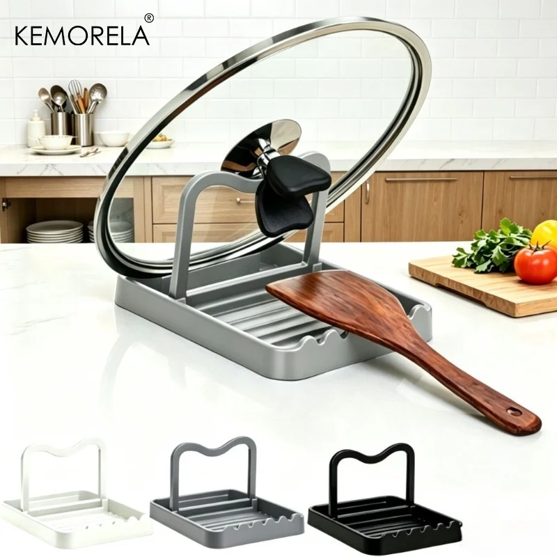 1PCS Spatula Pot Lid Holder Foldable Multifunctional Upright Stand Kitchen Draining Rack Wave Anti-slip Storage Organiser