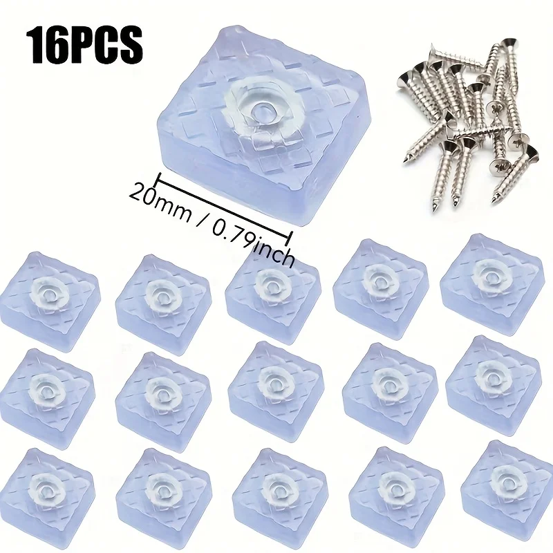 16 piezas de Almohadillas Antideslizantes para Muebles- 20mmX20mm y 30mmX30mm, Material de Goma de 10mm de Espesor con Tornillos