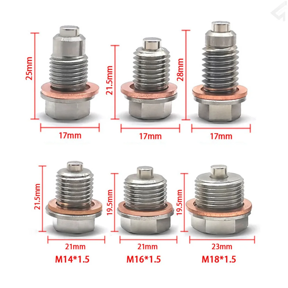 M14 x 1.5 M12 X.125 M16 M18 M20X1.5 Magnetic stainless steel Oil Drain Plug Sump Drain Nut Bolt with Copper Gasket newest