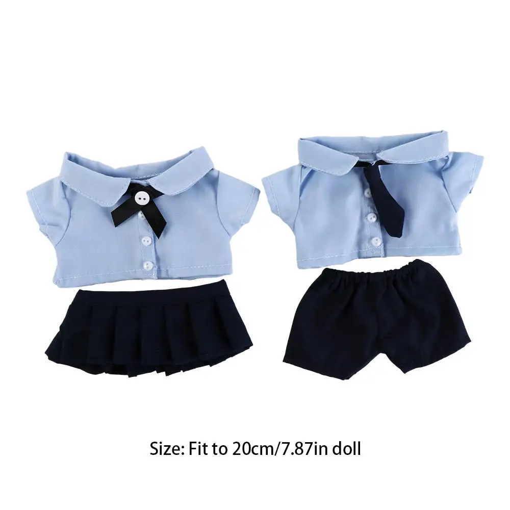Jk uniforme preppy algodão roupas de boneca adorável pelúcia 20cm boneca brinquedos de pelúcia roupas azul macio ídolo roupas de boneca de pelúcia