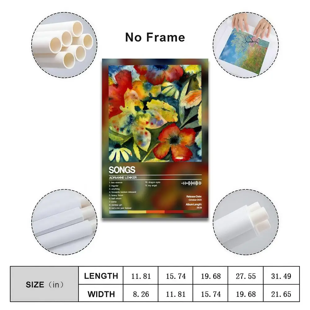 Adrianne Lenker Poster Peelable Self-Adhesive Album Cover Stickers, Frameless Wall Art for Singer Band Pop Rap Bedroom