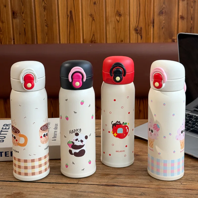 Tazza termica per bambini in acciaio inossidabile 316 con cannuccia per ragazze, ragazzi, studenti, uso scolastico, regalo all'ingrosso