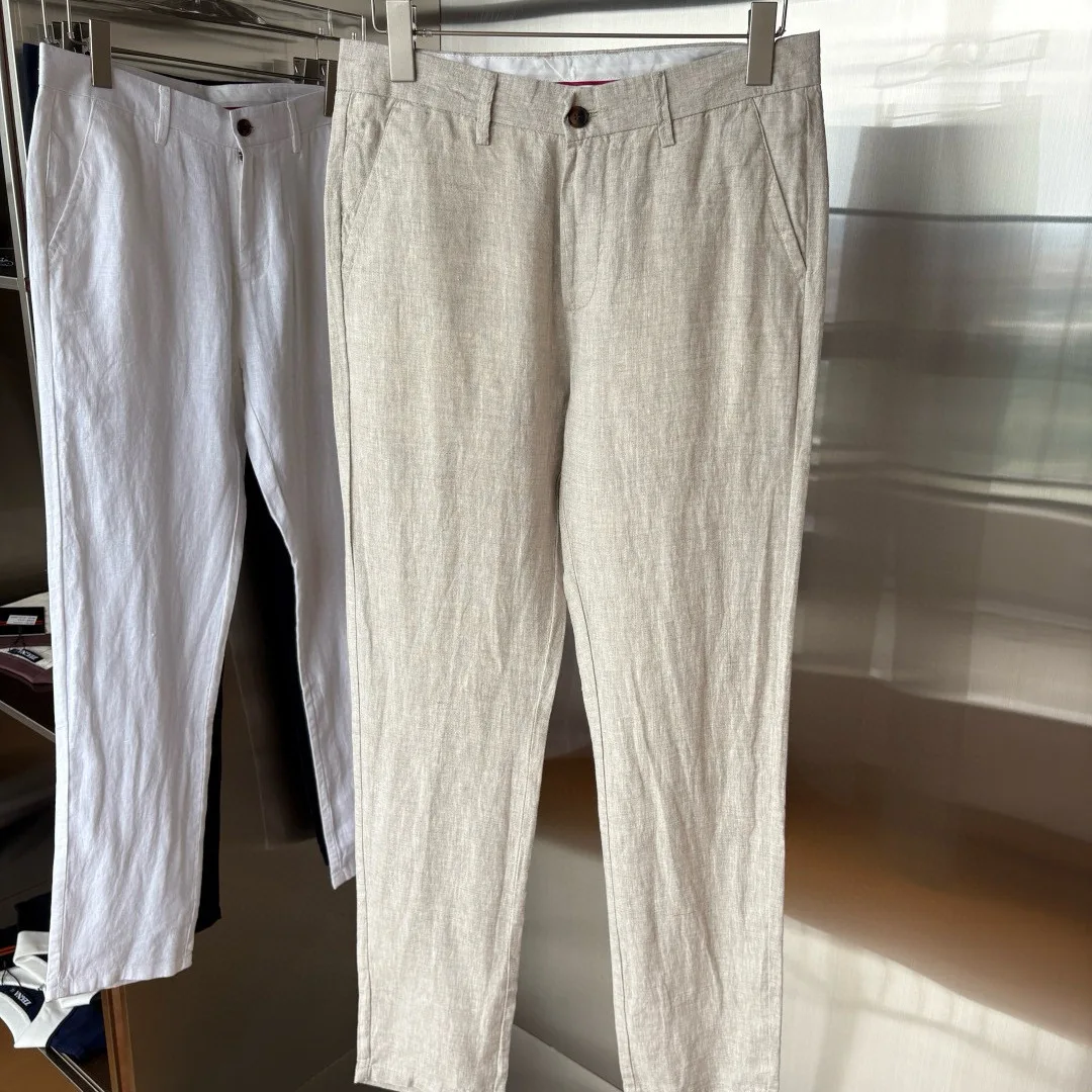 

LP Итальянские брюки 25aw, однотонные льняные прямые брюки