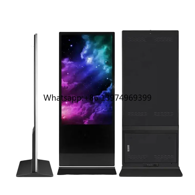 HUSHIDA 43/50/55/65 Inch Floor Standing Digital Signage Digital Marketing Poster Capacitive Touch Kiosk 4K LCD Screen Display