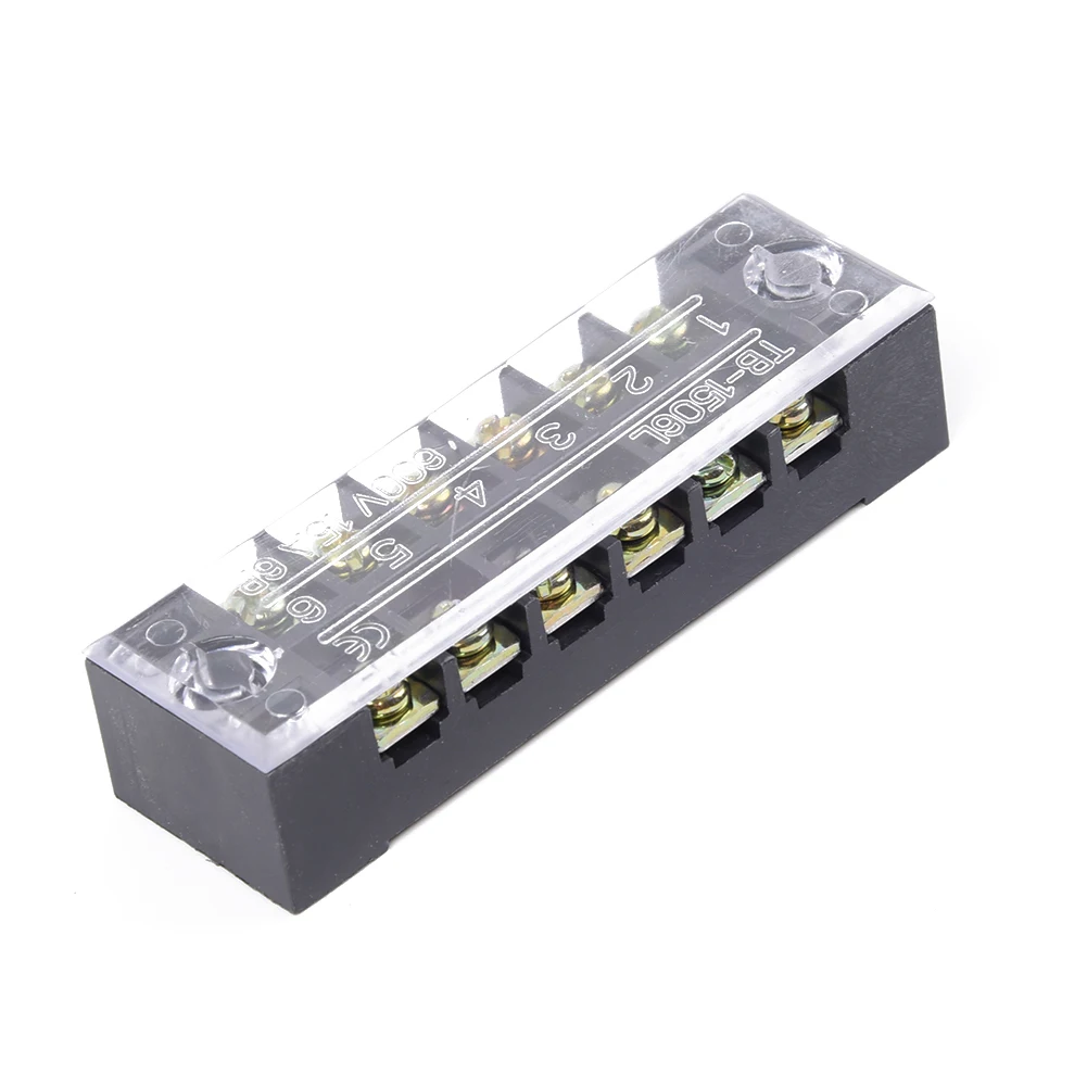 6Points Screw Terminal Blocks Bus Bar Auto Marine Power Distribution Terminal Block Set 15A 600V Practical Fashion