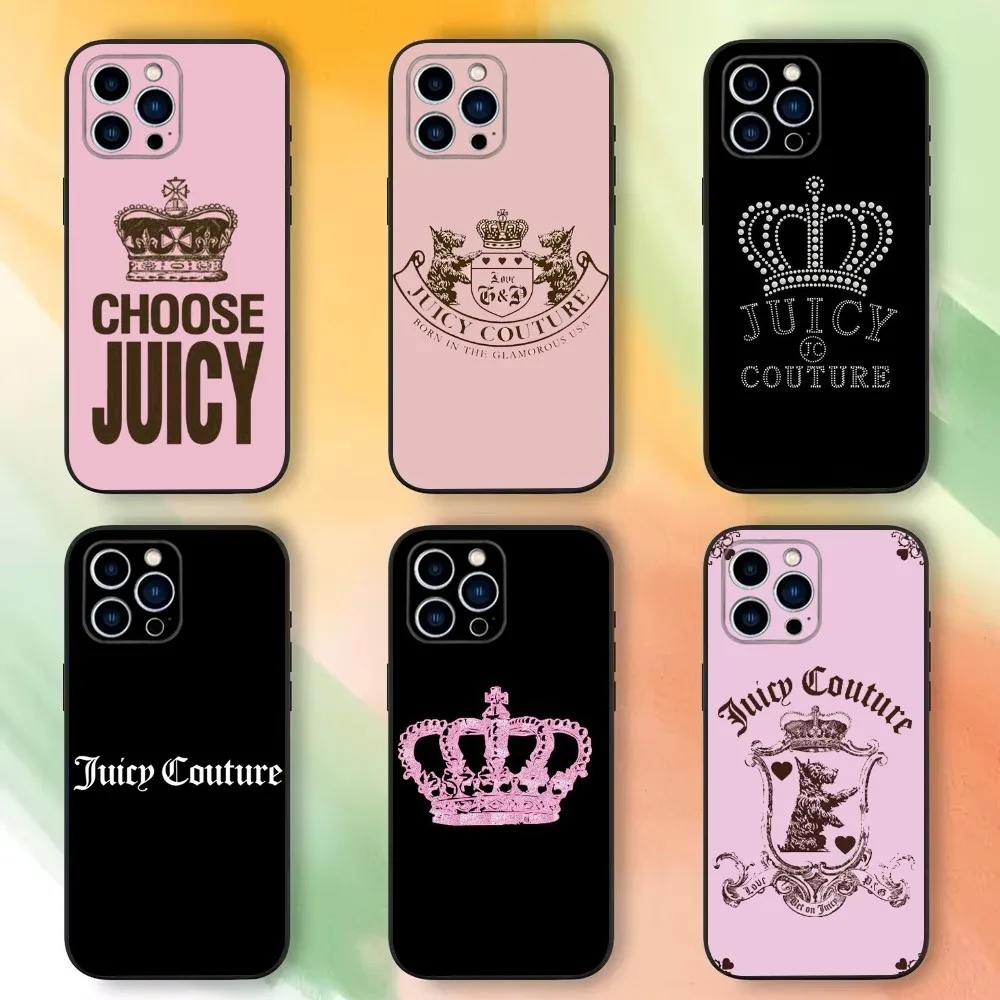 J-Juicy C-Coutures Phone Case For iPhone 16,15,14,13,12,11 Plus,Pro Max,XS,X,XR,SE,Mini,8,7，Soft Silicone Black Cover