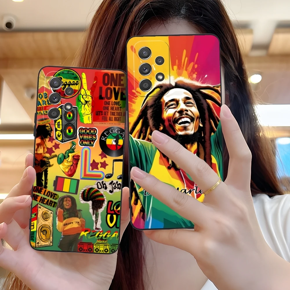 Reggae Bob Marley Mobile Cell Phone Case for Samsung Galaxy A91 73 71 70 54 53 52 34 24 23 21 S 5G Black Soft Phone Cover Shell