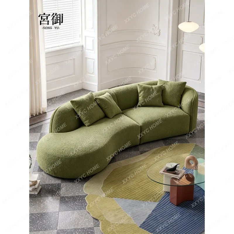 Palace Yuyue sofa retro medieval style horizontal hall curved special-shaped dark green fabric sofa can be fully disassembled an