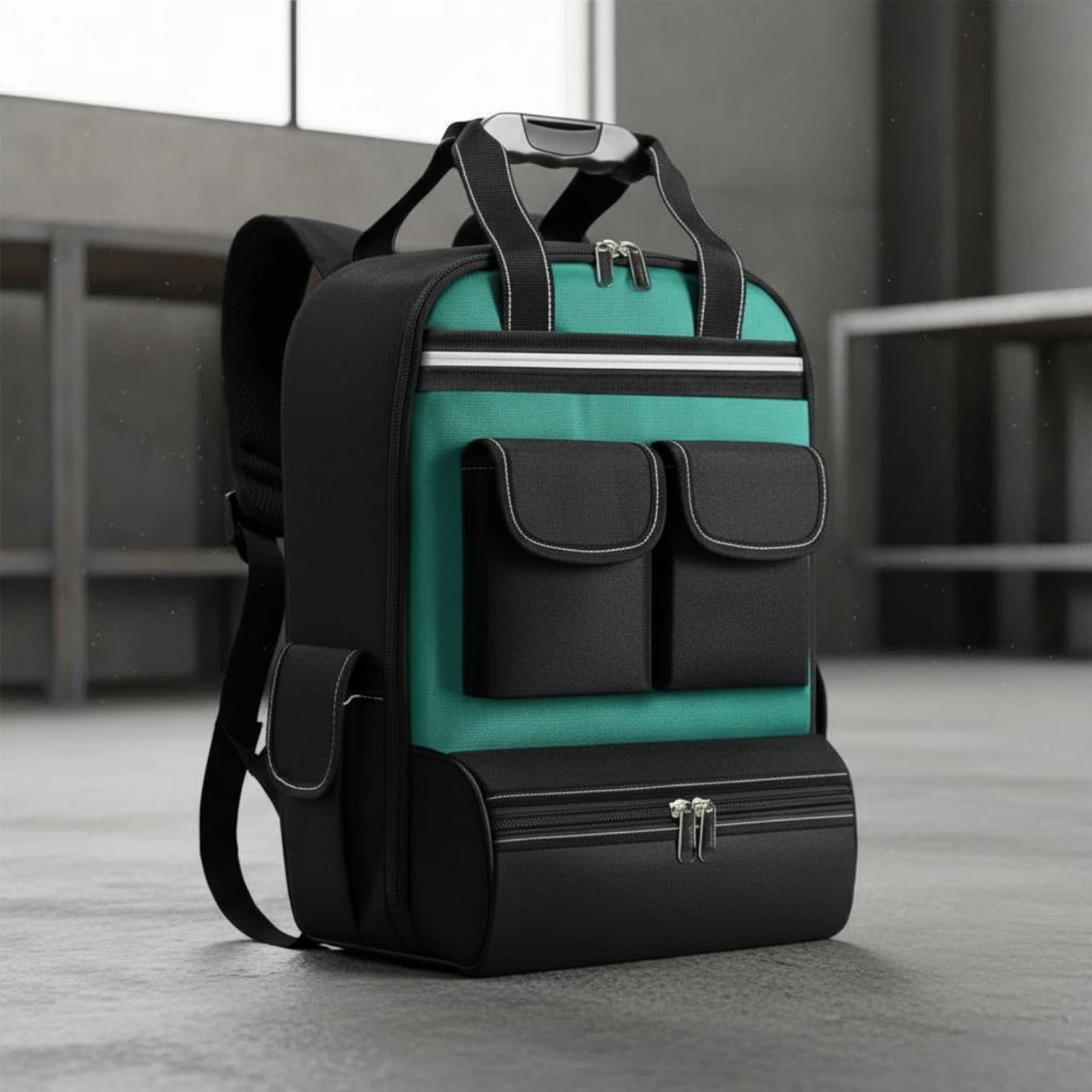 Work Backpack Wear-Resistant Large Capacity Tool Backpack Many Pockets Easy Reach Zipper for Technicians, Maintenance, Travel