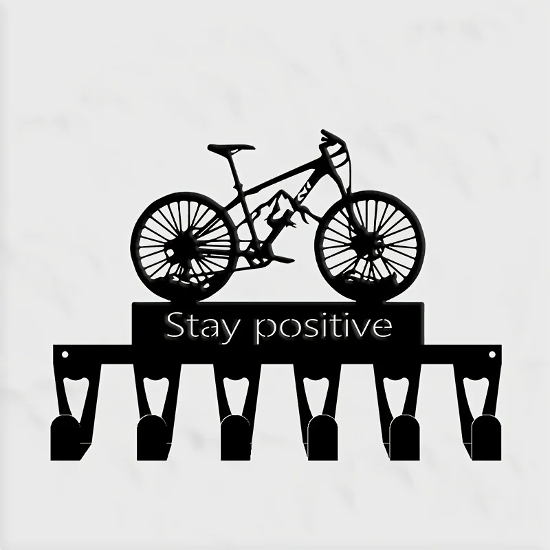 CIFBUY Modern Mountain Bike Metal Key Holder Wall Mount with 6 Hooks Iron Craft for Entryway Office Hallway Decor Gift