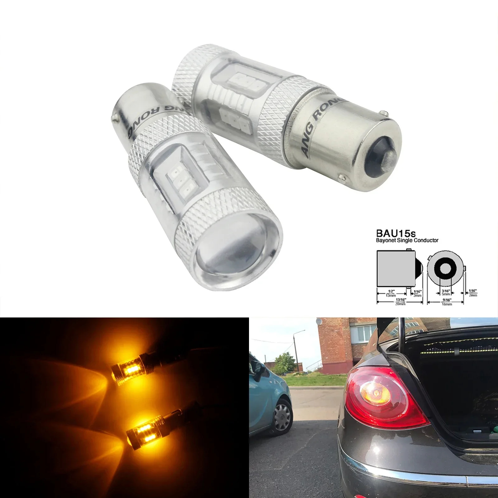 

2 шт., Автомобильные светодиодные лампы 12 В 15 Вт BAU15S PY21W