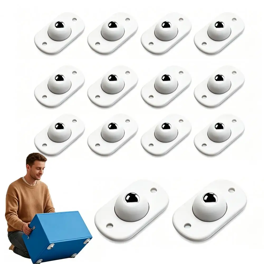 4/8/12/16/20Pcs Self Adhesive Caster Wheels Kitchen Appliance Stainless Steel Roller Slider, 360 Degrees Rotating Sticky Casters