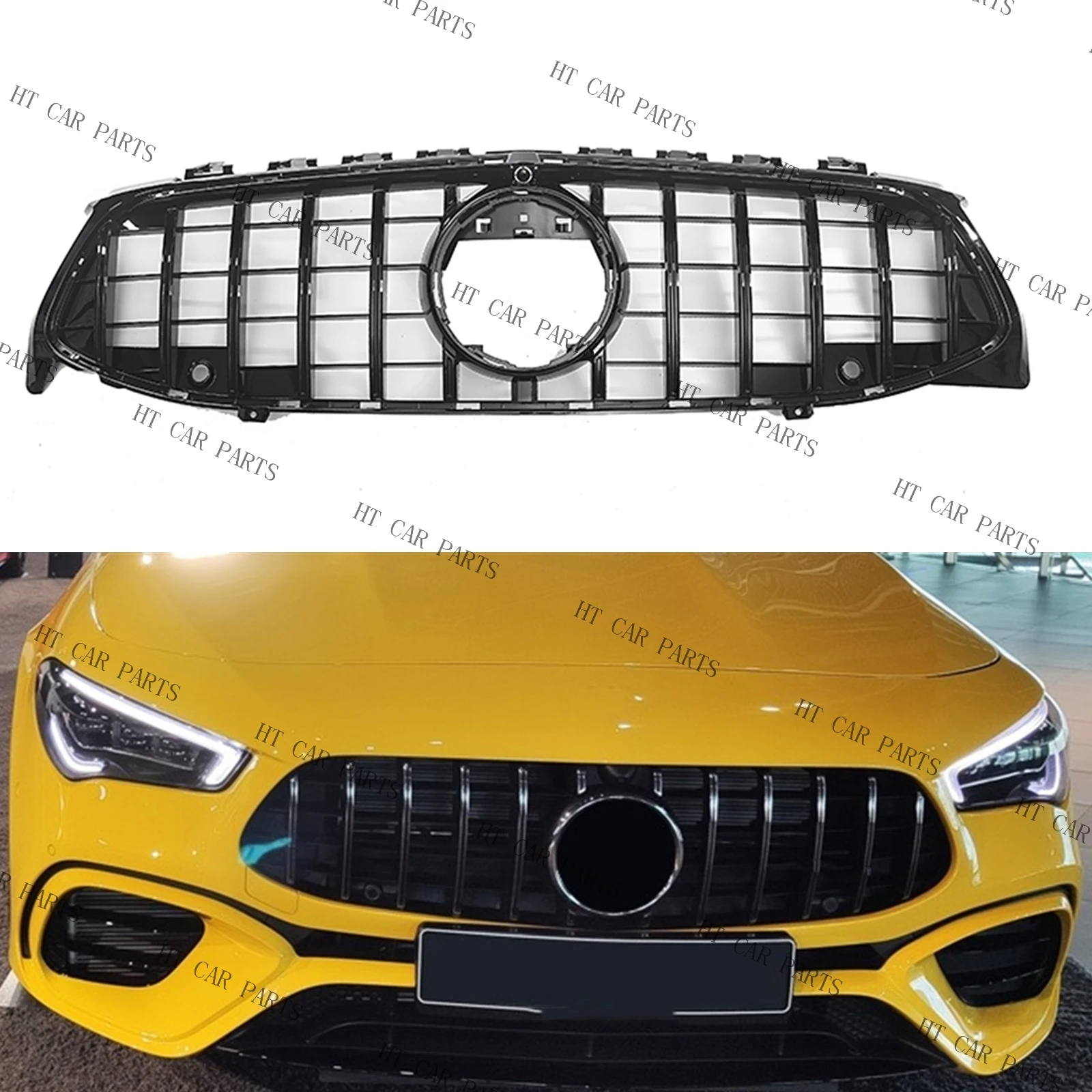 For Mercedes-Benz W118 CLA Class 2019-2022 CLA45 CLA63 AMG CLA180 CLA200 CLA250 CLA260 1 pcs Silver GT Black Front Grill Grille