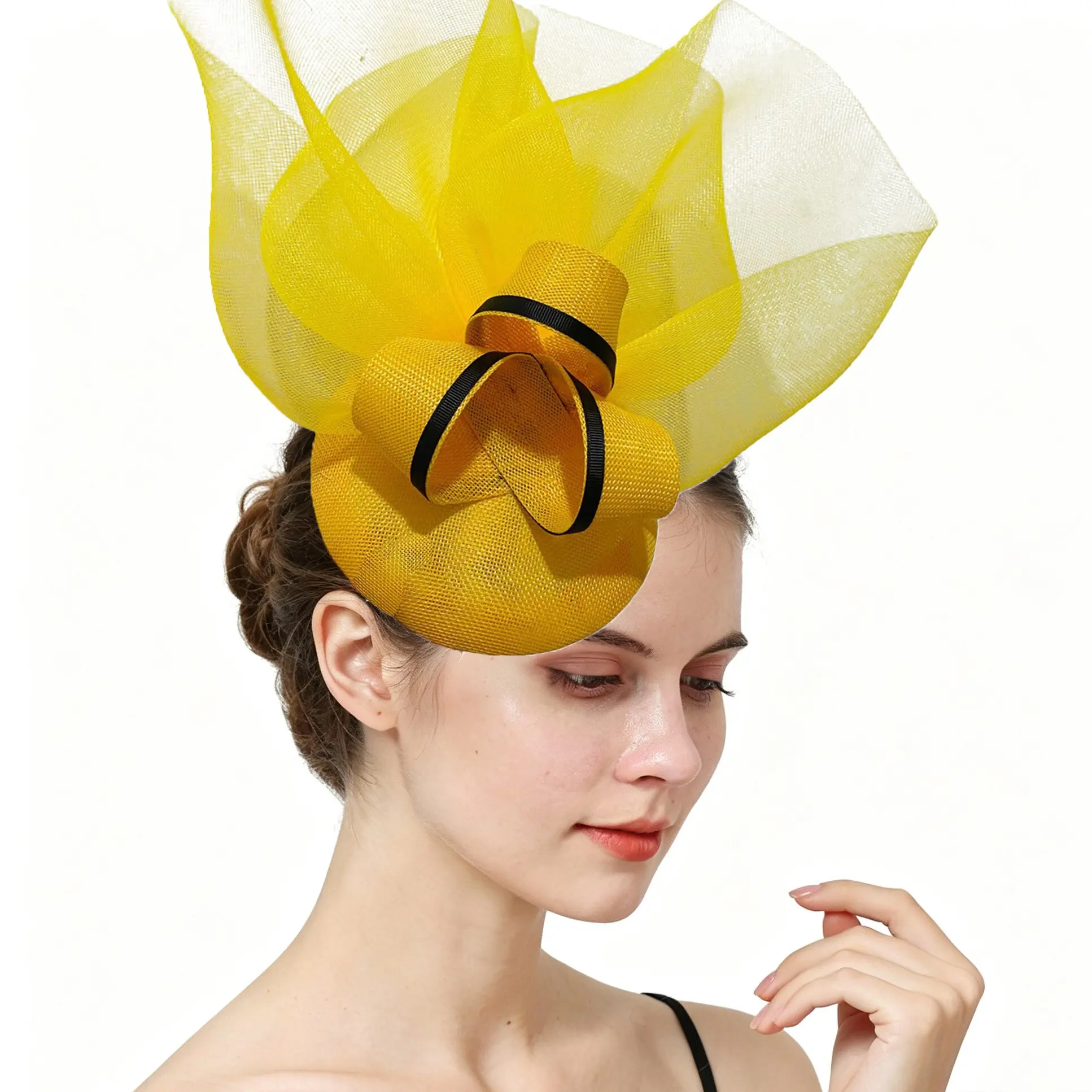Formal Event Fascinators Fedoras Hat White Floral Mesh Flower Derby Cocktail Church Accessory Headbands Women Headpiece Party He