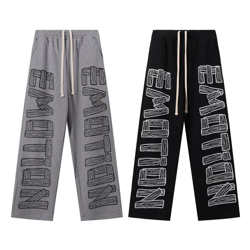 

Комплект из хлопковых брюк-клеш унисекс с принтом «грязь», повседневные джинсы прямого кроя, удобные хлопковые брюки