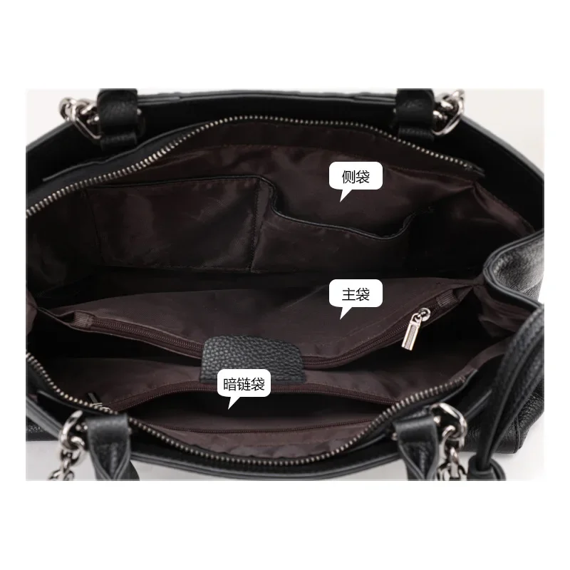 

Women's Real Cow Leather Portable Shoulder Bag Ladies Soft Cowhide Luxury Large Capacity Briefcase Female Retro Office Handbags