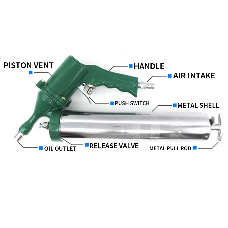 Pneumatic Grease Gun 400CC Manual High Pressure Air Pressure Grease Gun Butter Barrel Oiler Oiler Large Mechanical Lubrication