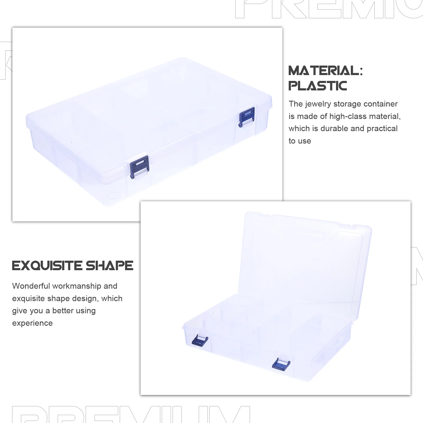 

2Pcs Clear Pencil Case Organizer Box Detachable Layer Transparent Container for Jewelry Beads Accessories Storage Box