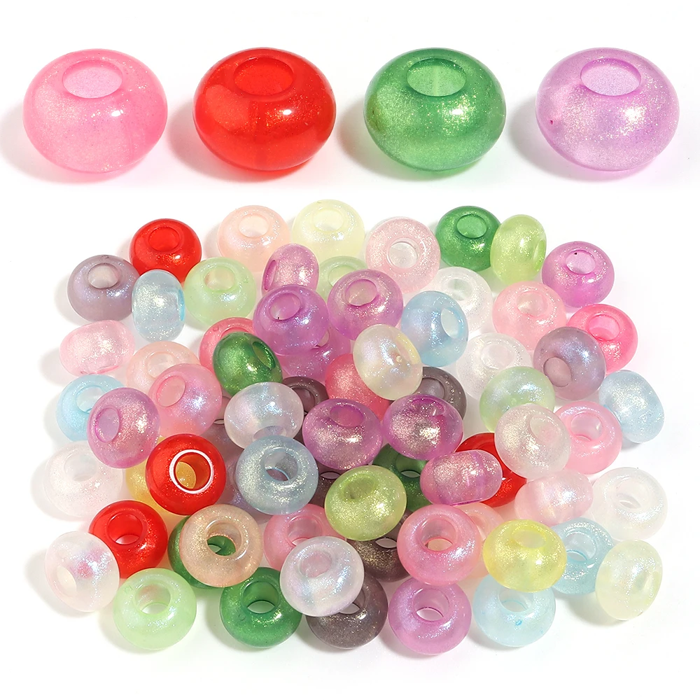 30 Stück zweifarbige Acrylperlen mit großen Löchern, lose Abstandsperlen für DIY-Handarbeiten, Armbänder, Schlüsselanhänger, Schmuckherstellung – Detail 5