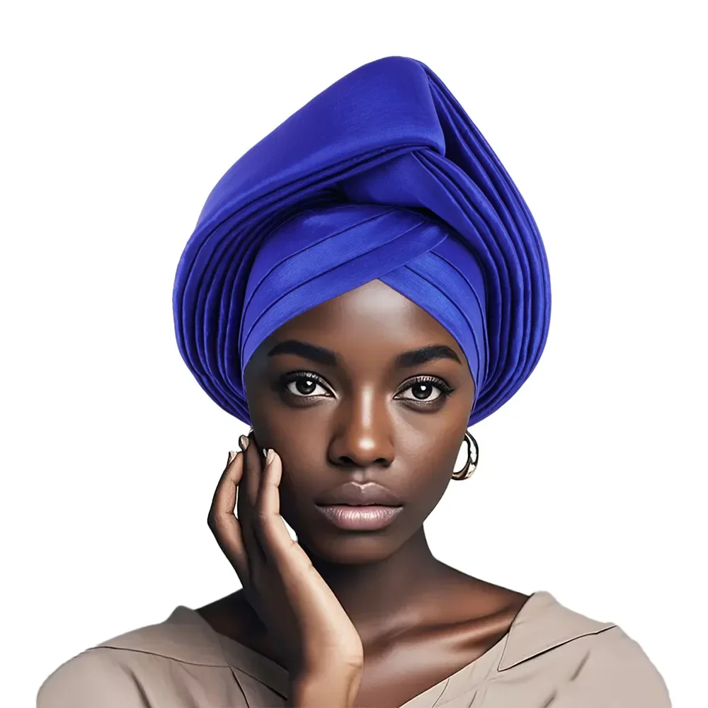 

Top Knotted African Headtie Women's Turban Cap Traditional African Headdress Auto Gele Head Wraps Nigerian Wedding Geles Headtie