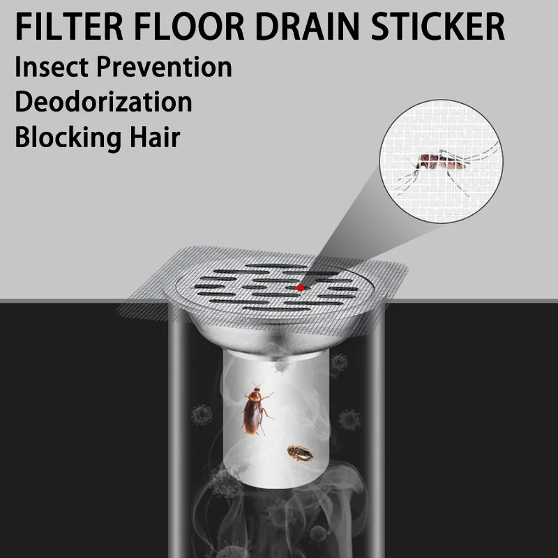 Disposable Hair Drain Catcher Fliter Mesh Anti-blocking Filter Floor Drains Sticker Shower Cover Kitchen Bathroom Sink Strainer
