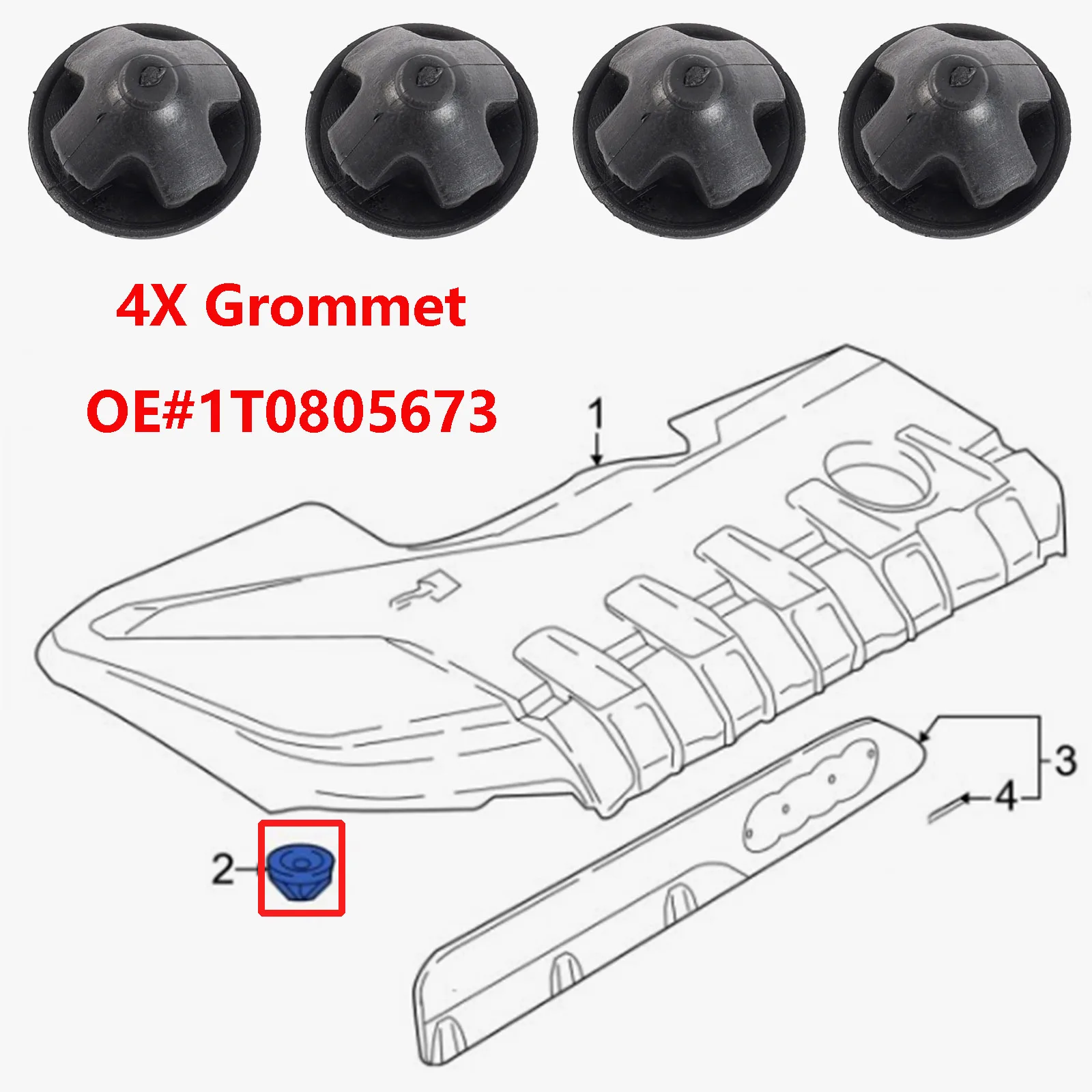 For Audi RS3 RS6 RSQ3 TT TTS TTRS Vacuum System Grommet Gasket Engine Cover Mount Bushing Suspension Air Compressor 1T0805673A