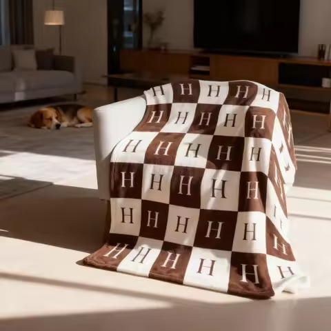 Grid Letter Blanket Plush Blanket Personalized Classroom Sofa Bedroom Blanket Home Decoration