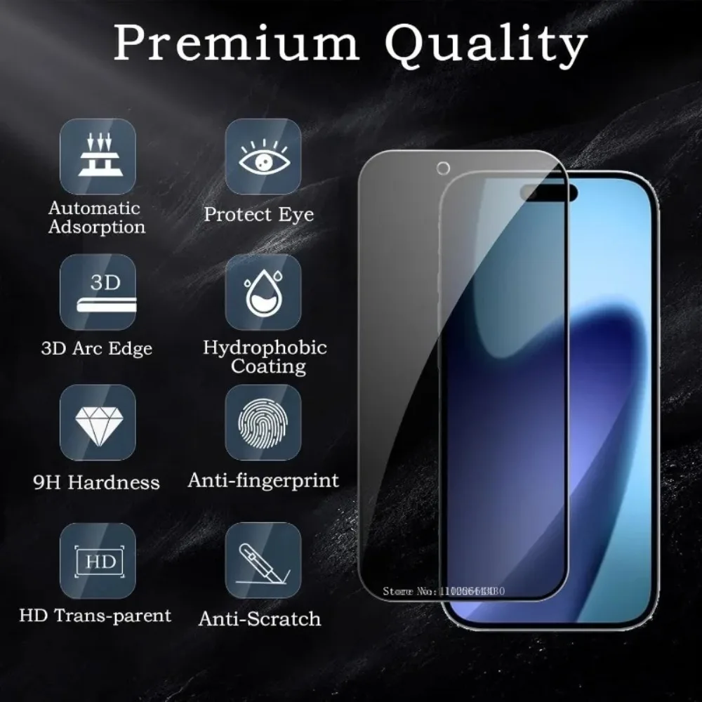 2+2set Anti-Spy Tempered Glass Screen Protectors for IPhone Air 17 Pro 16 Private Film with Installation Frame for IPhone 17 Pro