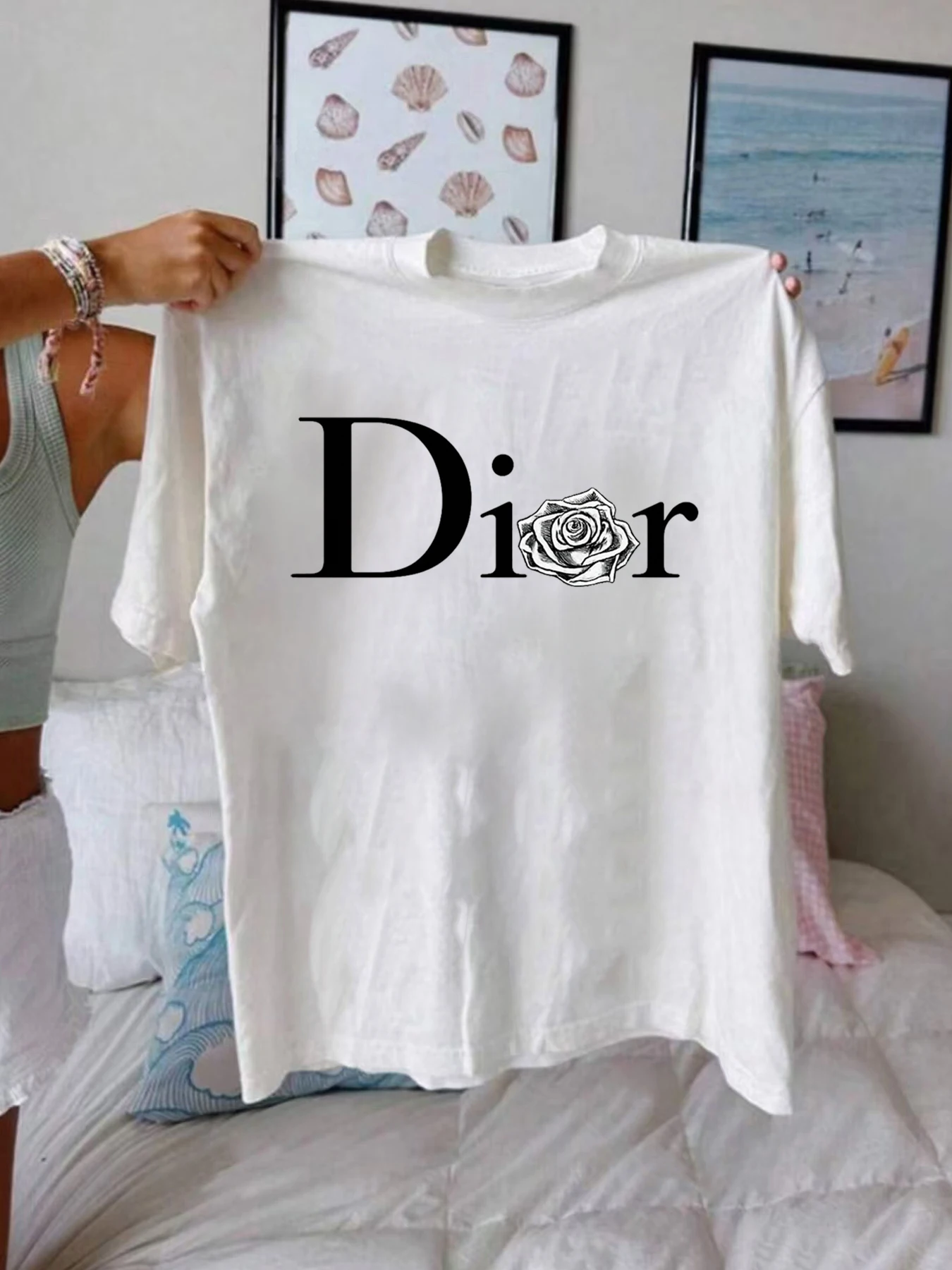 

【WZM1021248】Letter printing plus size women's T-shirt summer casual street fashion women's Joker short sleeve T-shirt