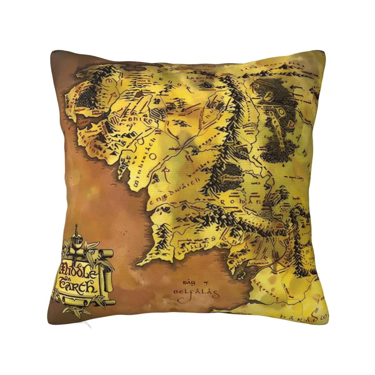L-Lords Of The R-Rings Map Middle Earth Pillow Cover Cushion Cover Square Pattern Pillow Case For Wedding Party Home Decor