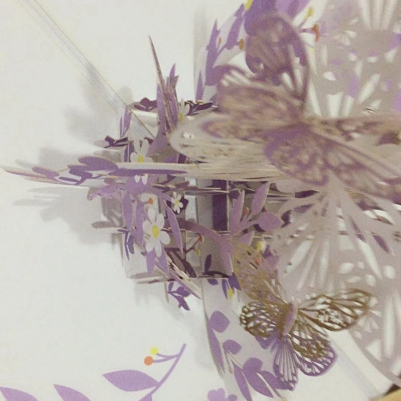 3D Purple Butterfly Birthday Popup Card, Butterfly Flower Basket, Cartões para Mulheres, Menina, Filha, Dia das Mães, 3X