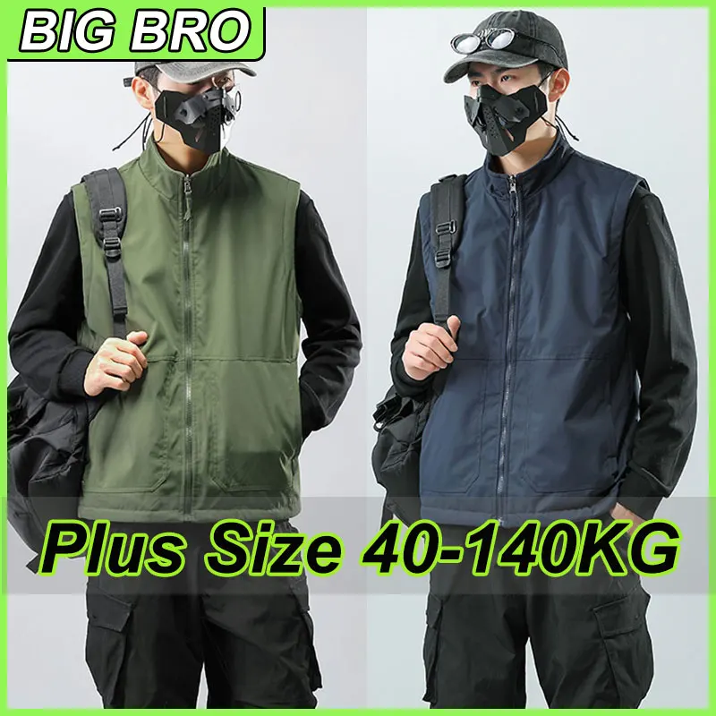 

Plus Size Men's Vest Outdoor Camping Mountain Climbing Casual Sleeveless Coat Fishing Shoulder Pad Winter Male Jacket Clothing
