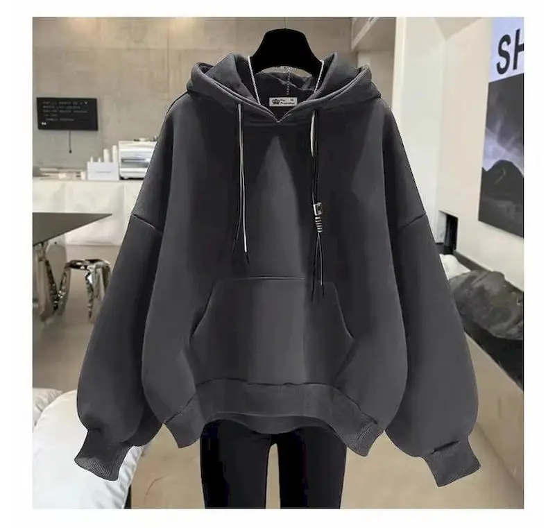 Fashion Hoodies For Women Design Sense Solid Hooded Coat Womens 2026 Autumn Winter Loose Korean Style Casual Hooded Tops Jacket