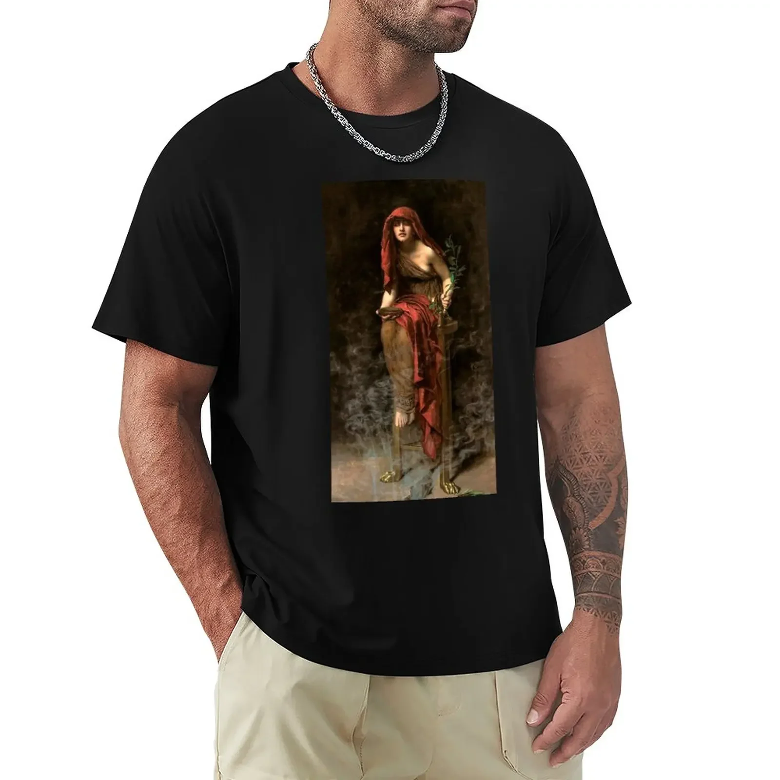 Priestess of Delphi John Collier T-Shirt Short sleeve tee for a boy blacks fruit of the loom mens t shirts