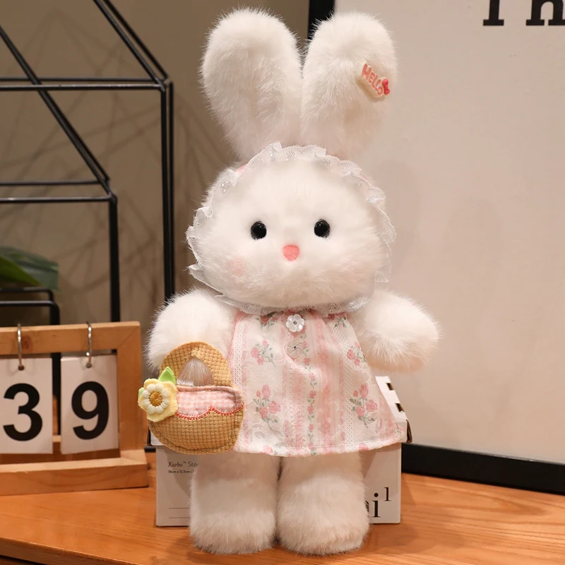 35cm Kawaii Dressing Rabbit Plush Toy Big Size Stuffed Animal Rabbit Soft Doll Pillow Kids Toys Birthday Christmas Gift for Girl