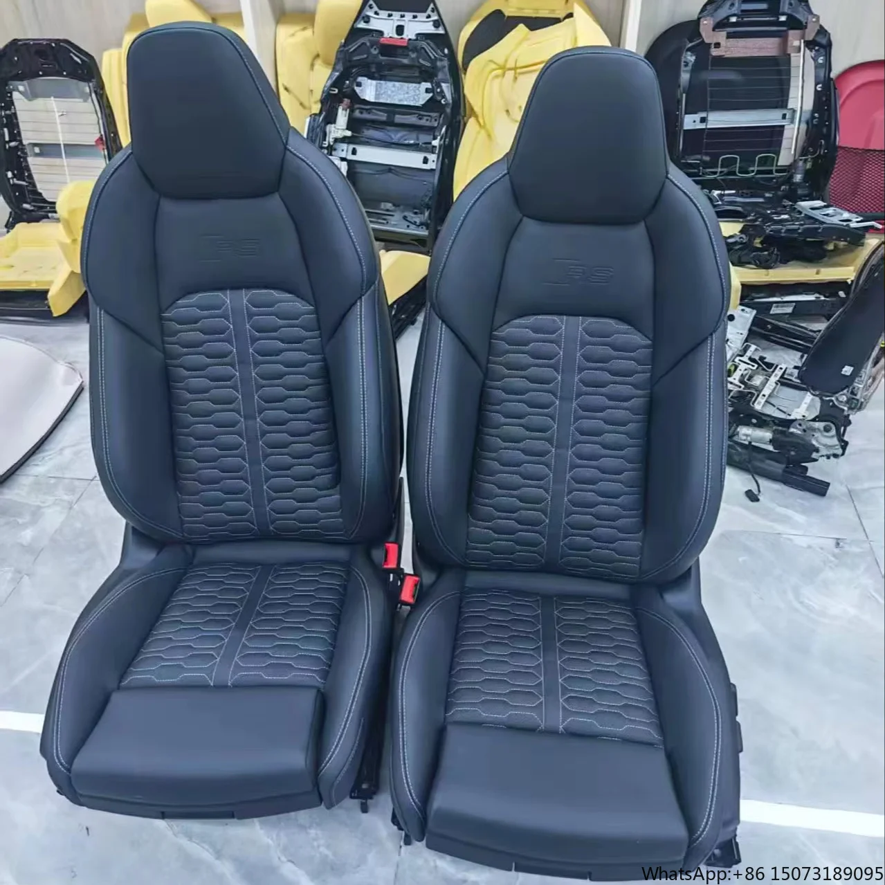 For  RS Full Series Custom Stitching Brown Leather Racing Bucket Seat