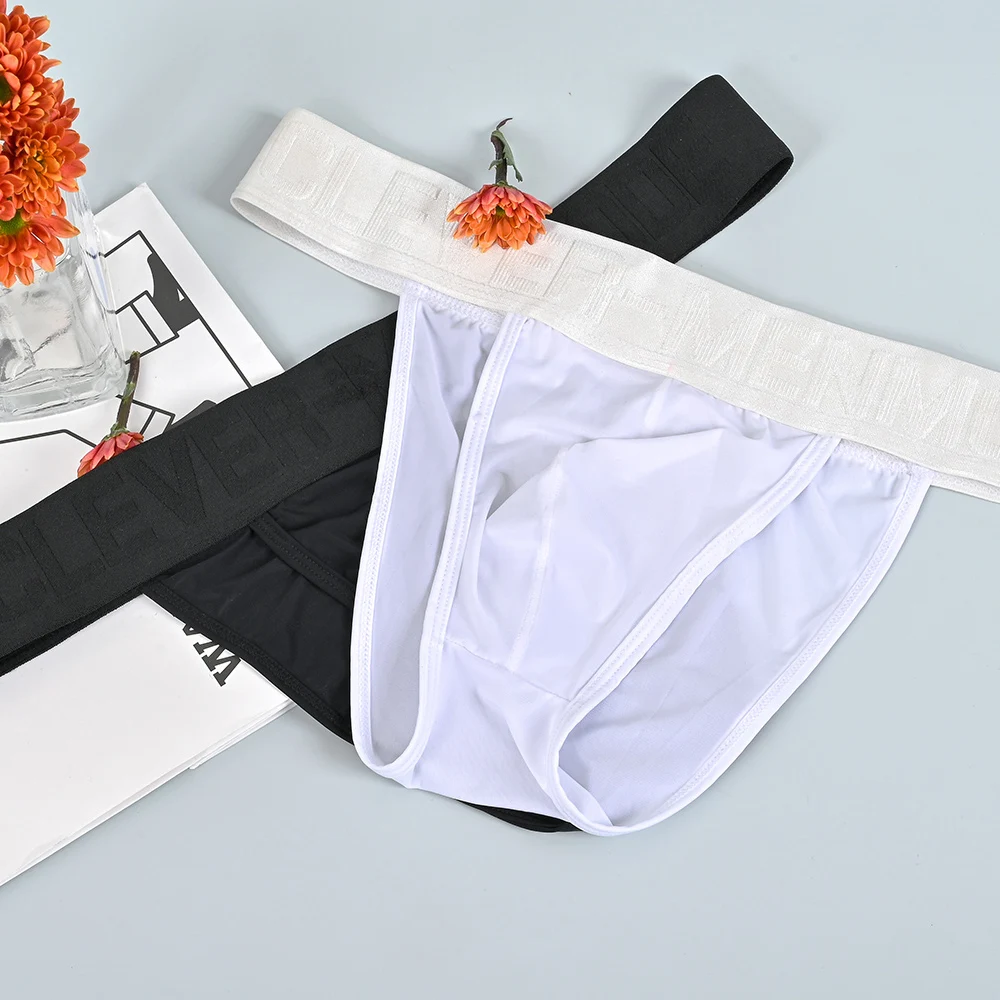 CLEVER-MENMODE Sports High Rise Briefs Men's Slips Comfortable Mini Underwear See Through Breathable Training Underpants