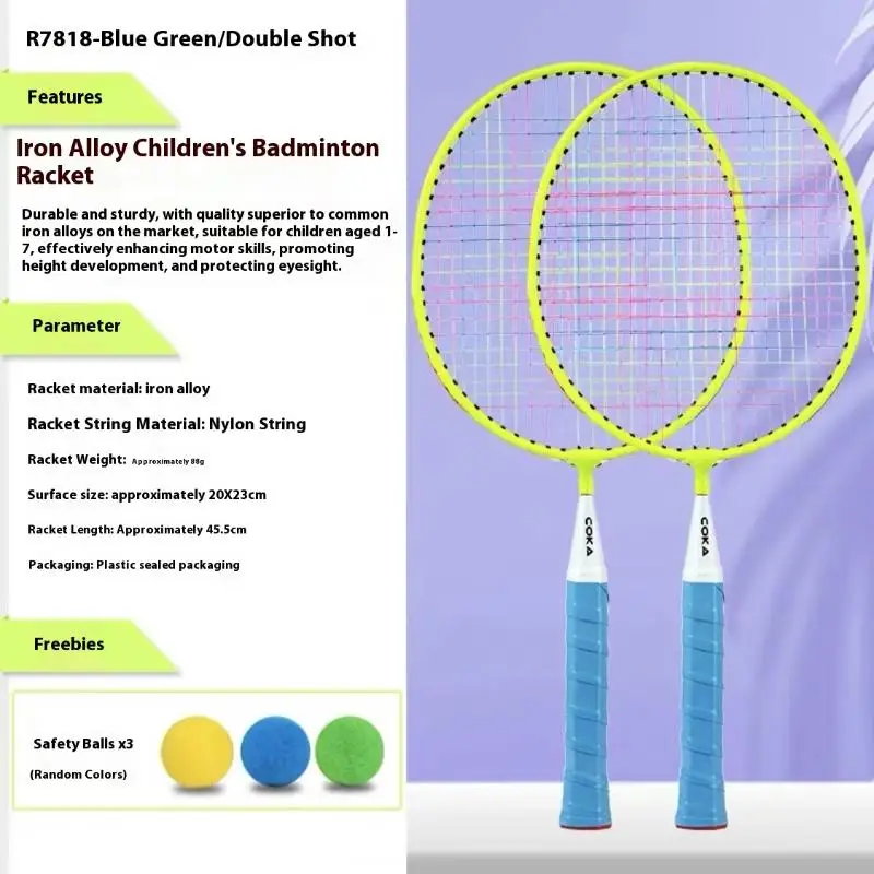 Badminton-Set für Kinder, 2 Schläger, leichte Schläger aus Aluminiumlegierung für Familienspiele im Freien, Anfänger-Sportspielzeug für Kinder