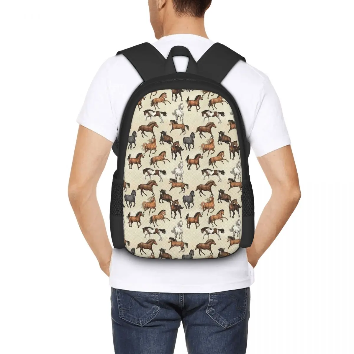 Sunset Horse Pattern Student Backpack School Bag Hiking Travel Daypack for Men Women Fashion Bookbag Shoulder Bags
