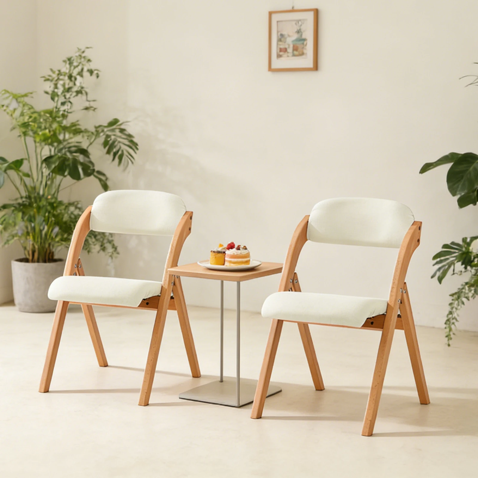 SoBuy FST92x2 Chaise pliante rembourrée en bois, lot de 2 ergonomiques pliables et peu encombrantes, monté sur finition 47,5 x 77 x 59 cm