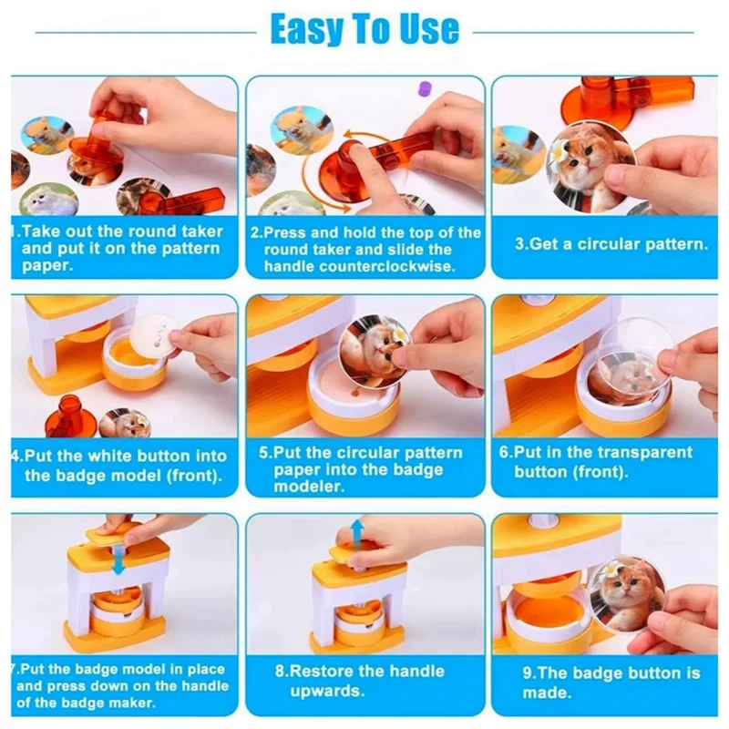 Suitable Simple Badges Button Maker Machine Button Part , DIY Pin Badge Button Press Machine 48Pcs Button Parts