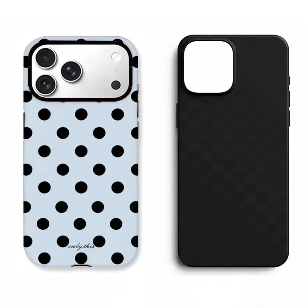 Modne i urocze etui na telefon w kropki do iPhone'a 17 16 15 14 13 12 11 X XS XR XSMAX Air Pro Max Plus, luksusowe, dwuwarstwowe. — zdjęcie produktu 2
