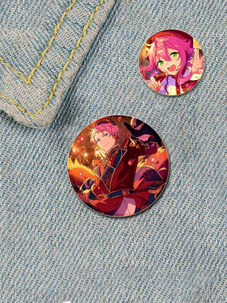 58/44/32MM Anime Ensemble Stars Pins Round Cartoon Figures Badge Rei Tsukinaga Isara Mao Sakuma Brooch for Fans Collection Gifts