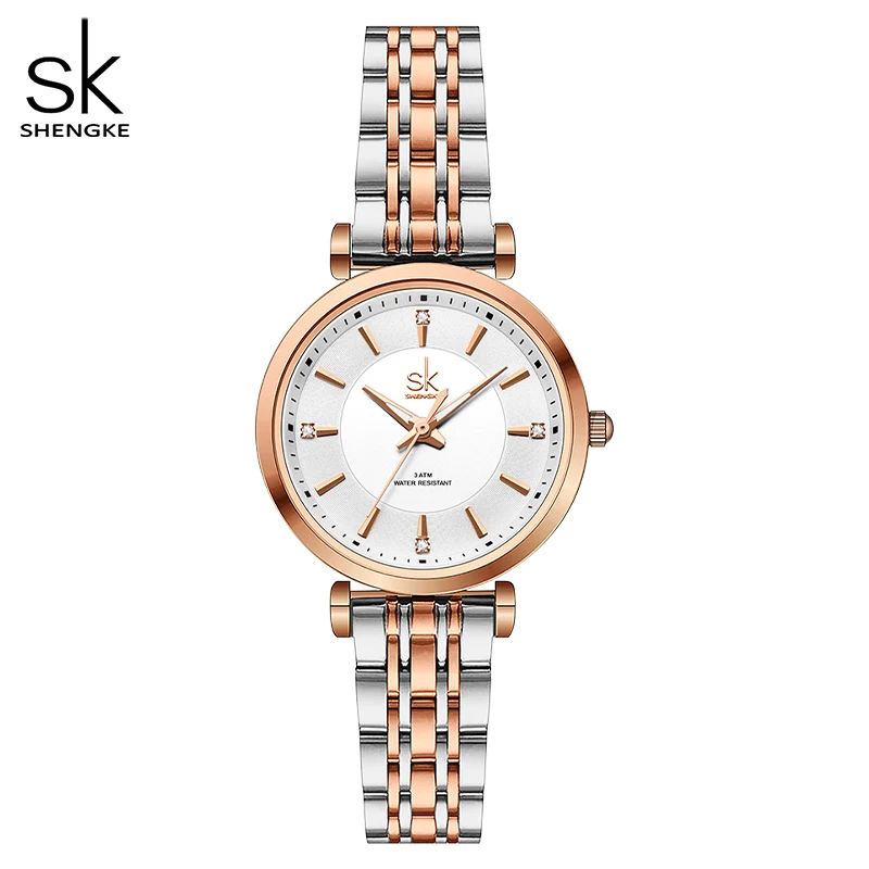 Shengke sk Watch Fashion Women Watches Black Leather Strap Woman\'s Quartz Wristwatches Ladies Colorful Clock Relogio Feminino