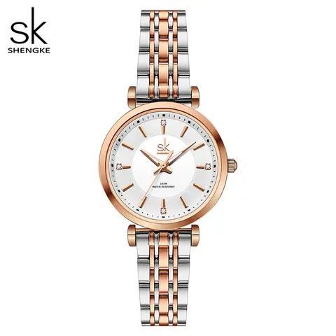 Shengke sk Watch Fashion Women Watches Black Leather Strap Woman's Quartz Wristwatches Ladies Colorful Clock Relogio Feminino