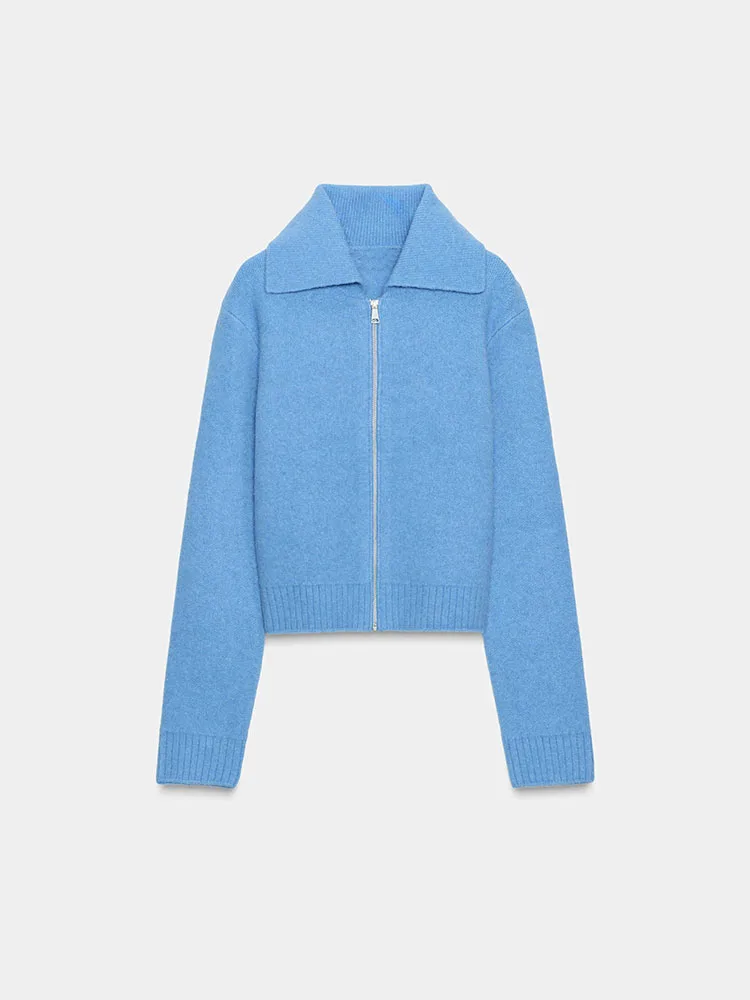 

Spring 2026 Women's Faion Sweet Versatile Long Sve Zipper Knitted Jaet Casual Sle New Arrival Outerwear for Ladies