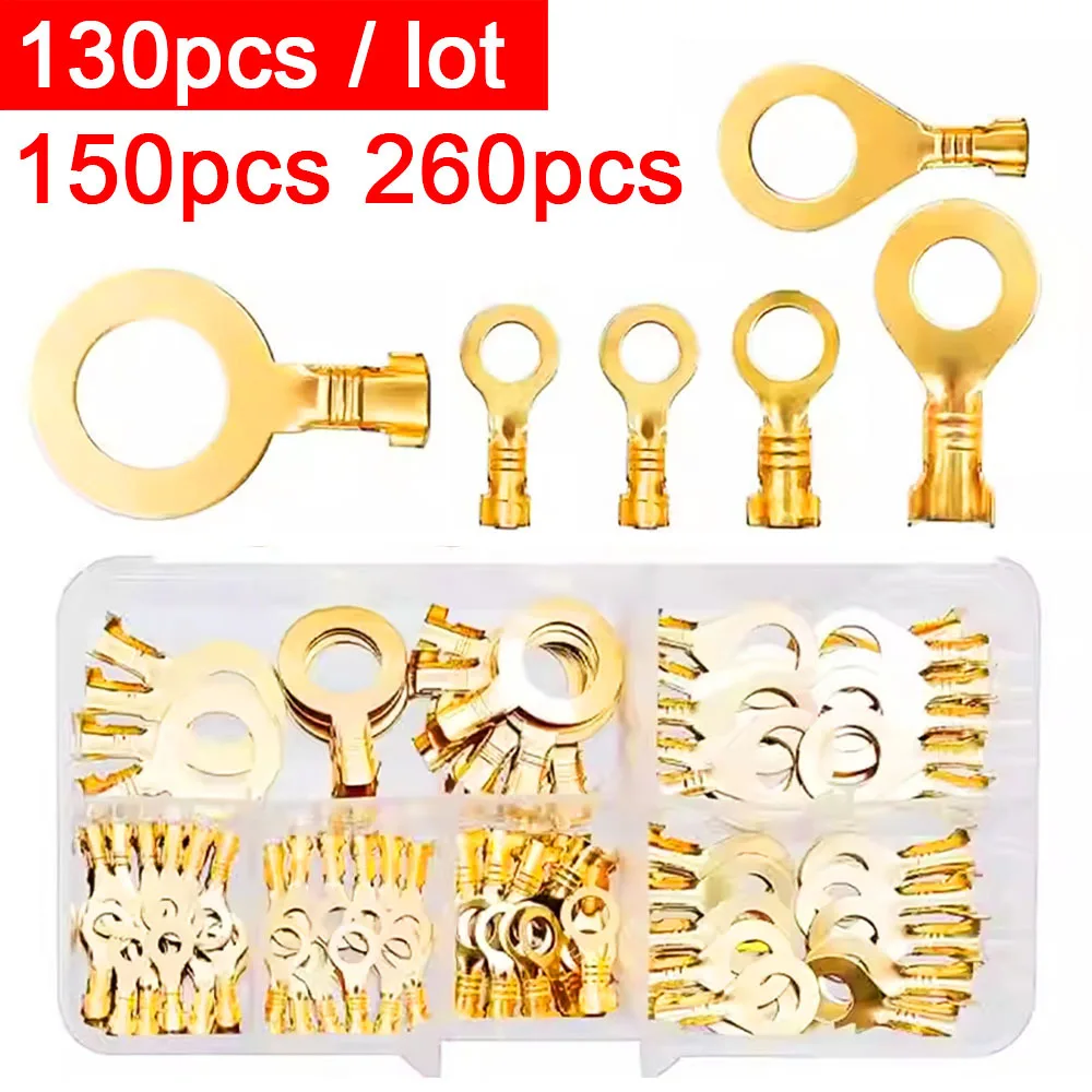 

130/150/260 шт./компл. круглые клеммные колодки O-образные наконечники клеммы холодного прессования разъем медная вкладка комбинированный набор проводных носов