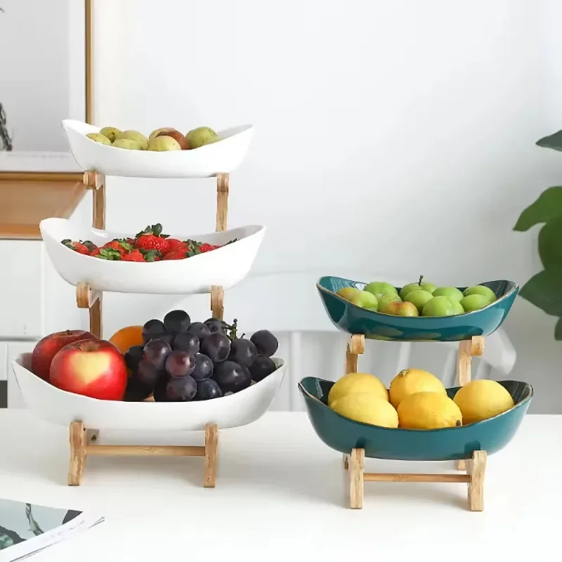 Three Layer Fruit Plate Home Living Room Plastic Snack Dish Modern Dried Fruit Basket Candy Cake Stand Salad Bowl Storage Bowl