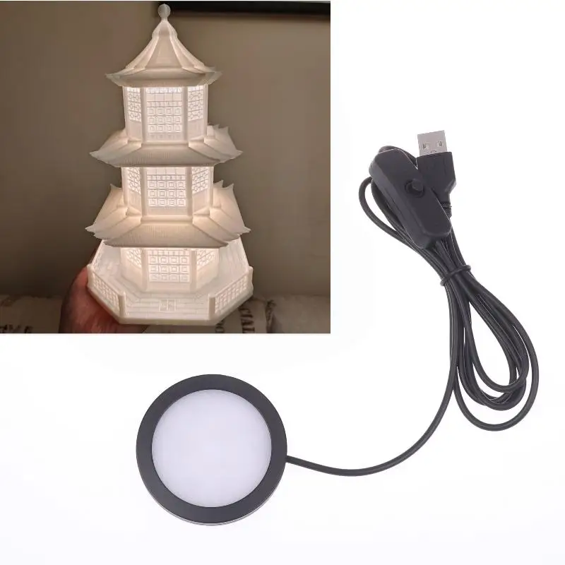 1Pcs For Bamboo Led Light Parts DIY Model Warm/White/Neutral Black USB Round Ultra-thin Light For Bambu Lab Lamp Kit Hardware