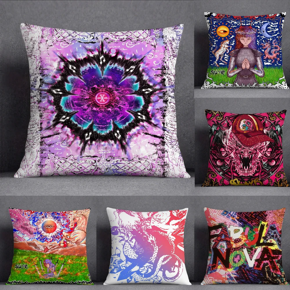Rapper S-Slayr Albumsinger K-KAROL G Cushion Cover Square Double-Sided Printing Sofa Cushion Cover Pillowcase Bedroom Bedside